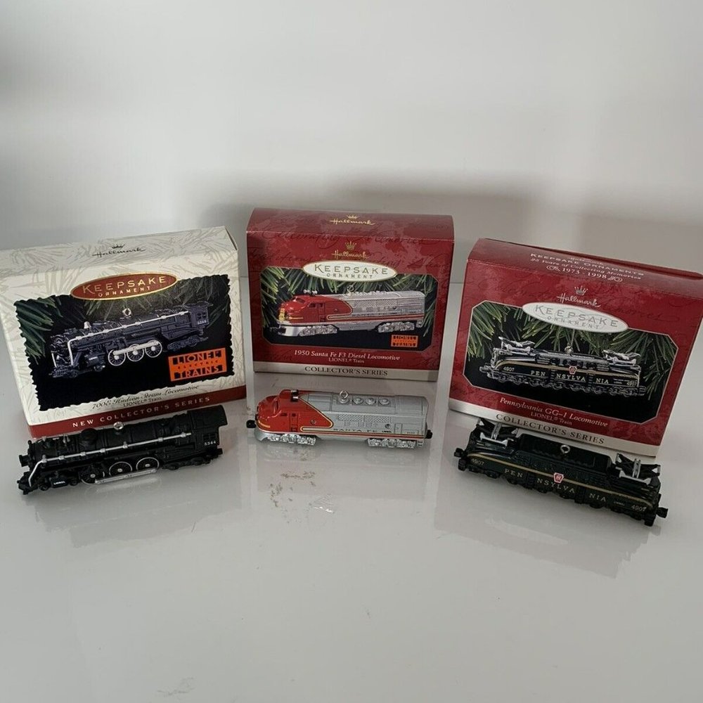 NIB Hallmark Set of 3 Lionel Collector's Trains 1st 2nd & 3rd Train in Series